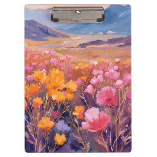 Wildflower Field   Floral Landscape Painting Clipboard