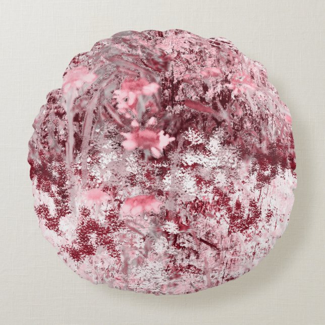 Wildflower Field Impressionism-Mauve Round Cushion (Front)