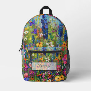 Wildflower field  painting name printed backpack