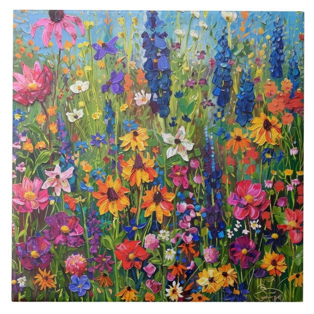 Wildflower field painting tile (Front)