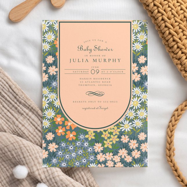 Wildflower Field Peach Arch Garden Baby Shower Invitation (Creator Uploaded)