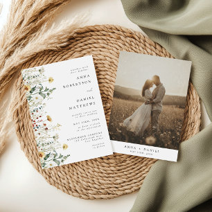 Wildflower Field Photo Wedding Invitation