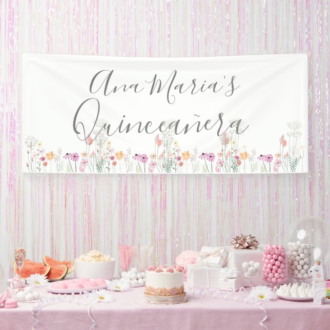 Wildflower Field Watercolor Drawing Banner (Party)