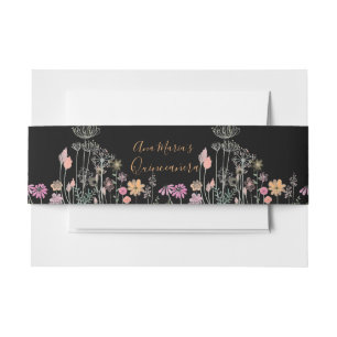Wildflower Field Watercolor Drawing Invitation Belly Band