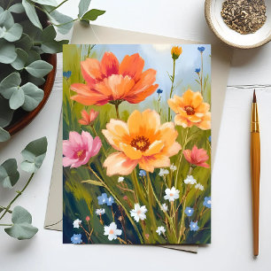 Wildflower Field Watercolor Flowers Botanical Postcard