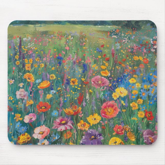 Wildflower field watercolor painting mouse mat (Front)
