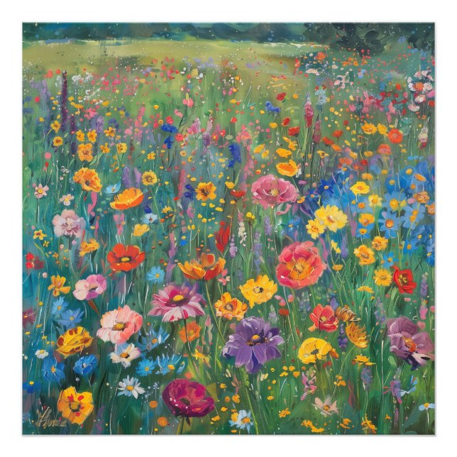 Wildflower field watercolor painting photo print (Front)