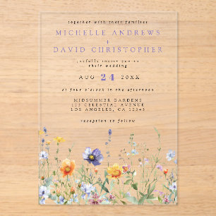 Wildflower Field Wedding Acrylic Invitations