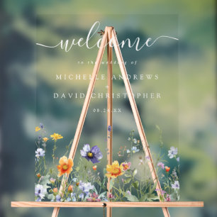 Wildflower Field Wedding Acrylic Sign