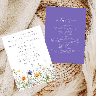 Wildflower Field Wedding All In One Invitation