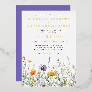 Wildflower Field Wedding Foil Invitation