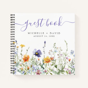 Wildflower Field Wedding Guestbook Notebook