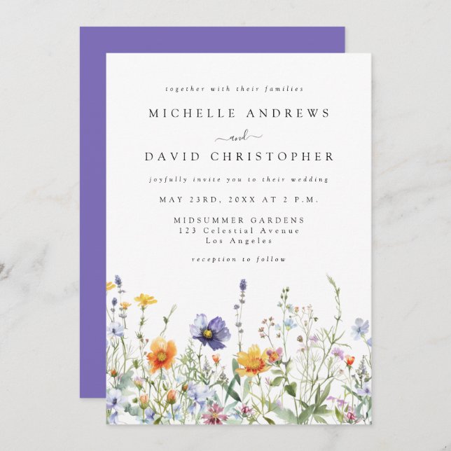 Wildflower Field Wedding Invitation (Front/Back)
