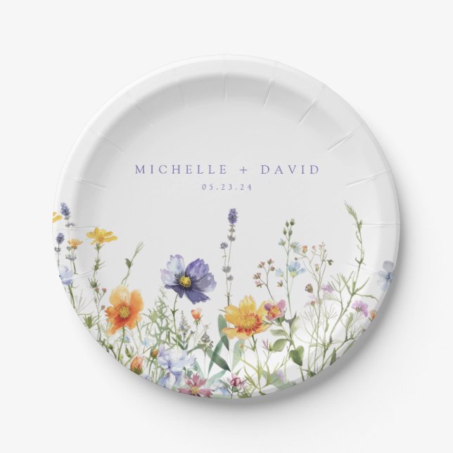 Wildflower Field Wedding Paper Plate (Front)