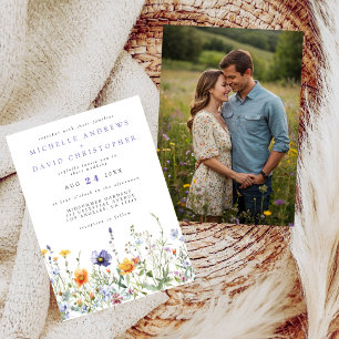 Wildflower Field Wedding Photo Invitation