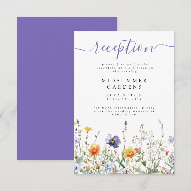 Wildflower Field Wedding Reception Enclosure Card (Front/Back)