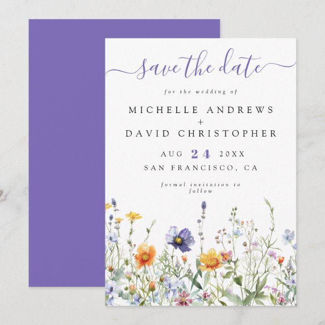 Wildflower Field Wedding Save The Date (Front/Back)