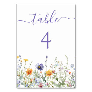 Wildflower Field Wedding Table Number