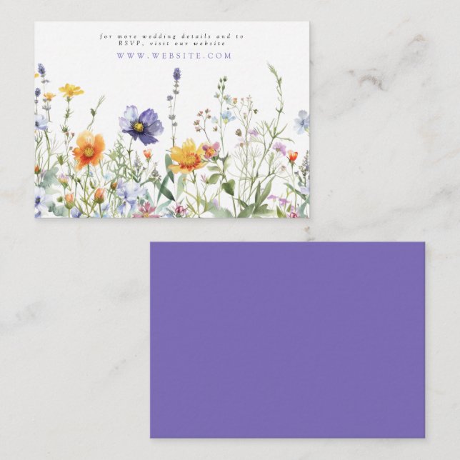 Wildflower Field Wedding Website Enclosure Card (Front/Back)