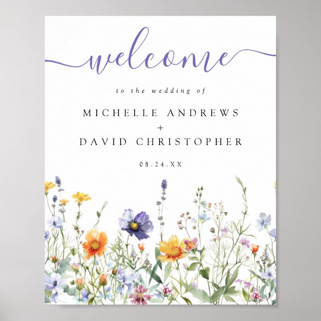 Wildflower Field Wedding Welcome Poster (Front)