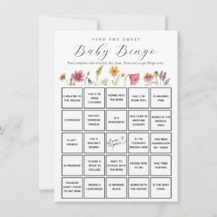 Wildflower Find the Guest Baby Bingo Game Card