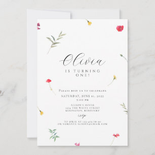 Wildflower first birthday boho invitation