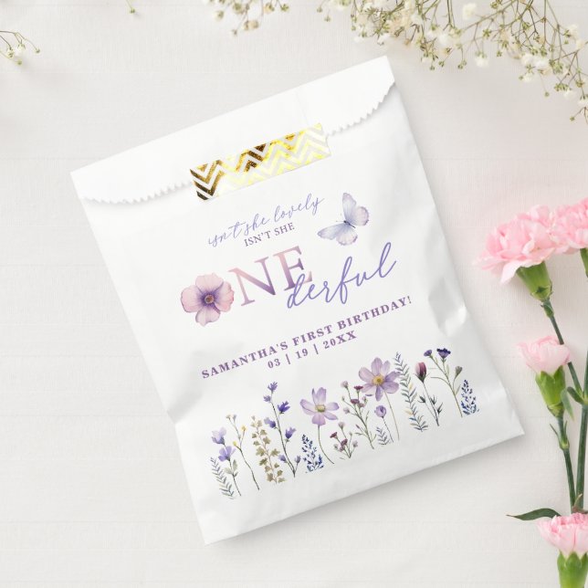 Wildflower First Birthday Favour Bag – Purple (Sealed)
