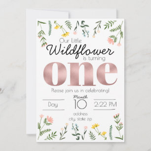 Wildflower First Birthday Inviation Invitation