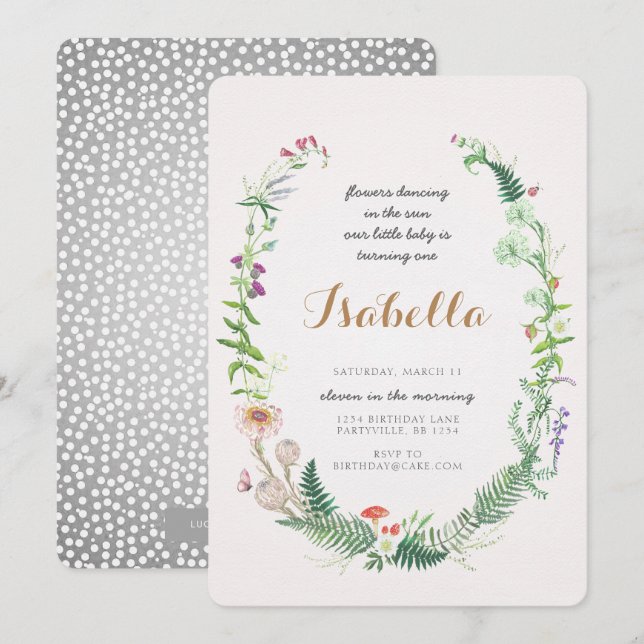 Wildflower First Birthday Invitation (Front/Back)