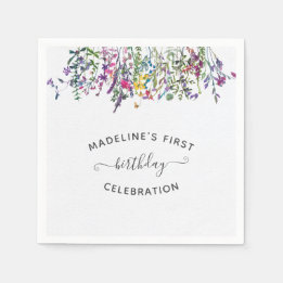 Wildflower First Birthday Party Napkin