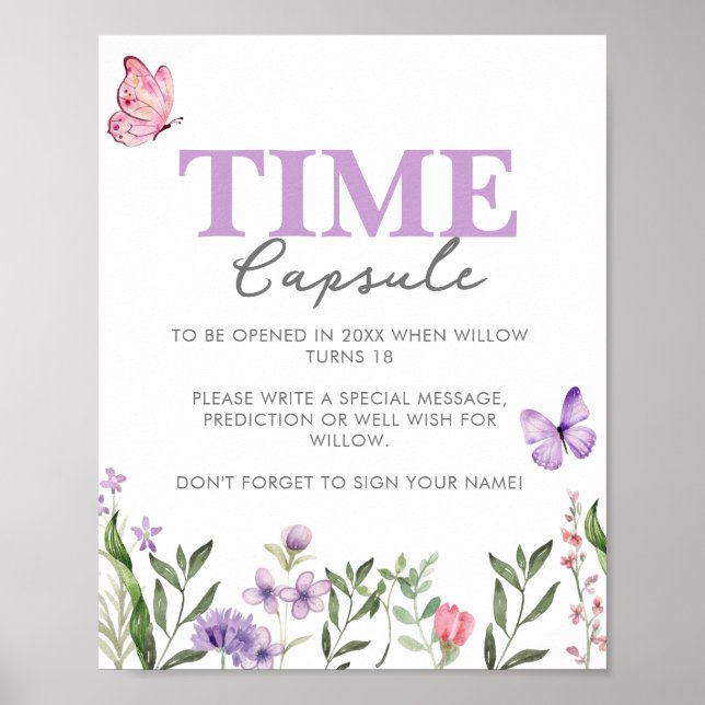 Wildflower First Birthday Time Capsule  Poster (Front)