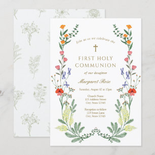 Wildflower First Holy Communion Invitation