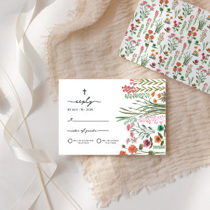 Wildflower First Holy Communion RSVP Card
