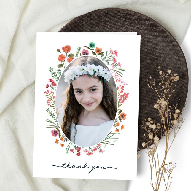 Wildflower First Holy Communion Thank You Card (Wildflower First Holy Communion Thank You Card)