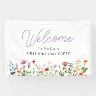 Wildflower Floral 1st Birthday Welcome Banner