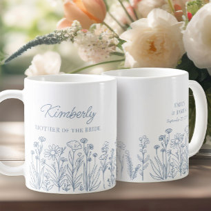 Wildflower Floral Any Colour Line Drawn Border Coffee Mug