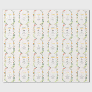 Wildflower Floral Arch Garden Party Invitation Wrapping Paper