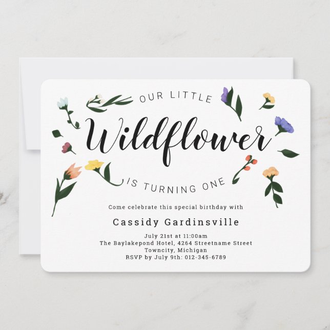 Wildflower Floral Baby First Birthday Invitation (Front)
