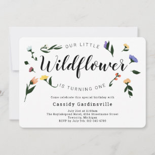 Wildflower Floral Baby First Birthday Invitation