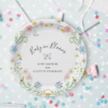 Wildflower Floral Baby in Bloom Butterfly Shower Paper Plate<br><div class="desc">For your mother-to-be, who has a "Baby in Bloom!" Soft pastel hues, watercolor painted, delicate light and airy wildflowers in a wreath surrounded by bees and butterflies and the script typography handwriting text and your mother-to-be's name. Art created and graphically designed by internationally licensed artist and designer, Audrey Jeanne Roberts,...</div>
