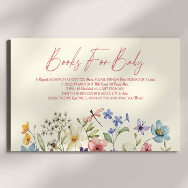 Wildflower Floral Baby Shower Books For Baby Enclosure Card (Creator Uploaded)
