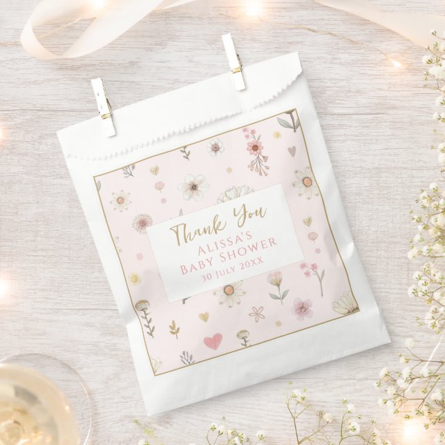 Wildflower Floral Baby Shower Favour Bags (Clipped)