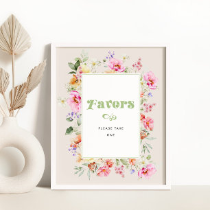 Wildflower floral baby shower Favours Poster