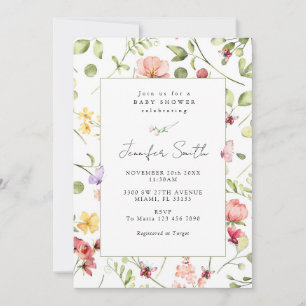 Wildflower Floral Baby Shower  Invitation