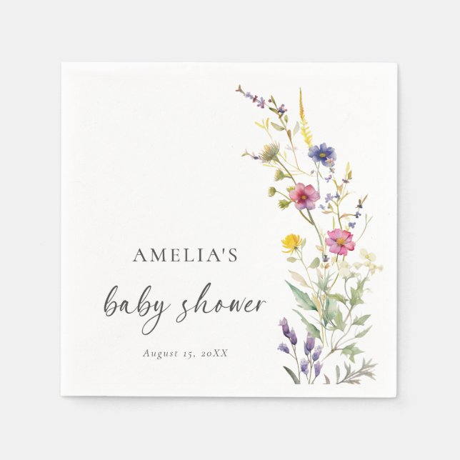 Wildflower Floral Baby Shower Napkin (Front)