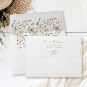 Wildflower Floral Baby Shower Return Address  Envelope