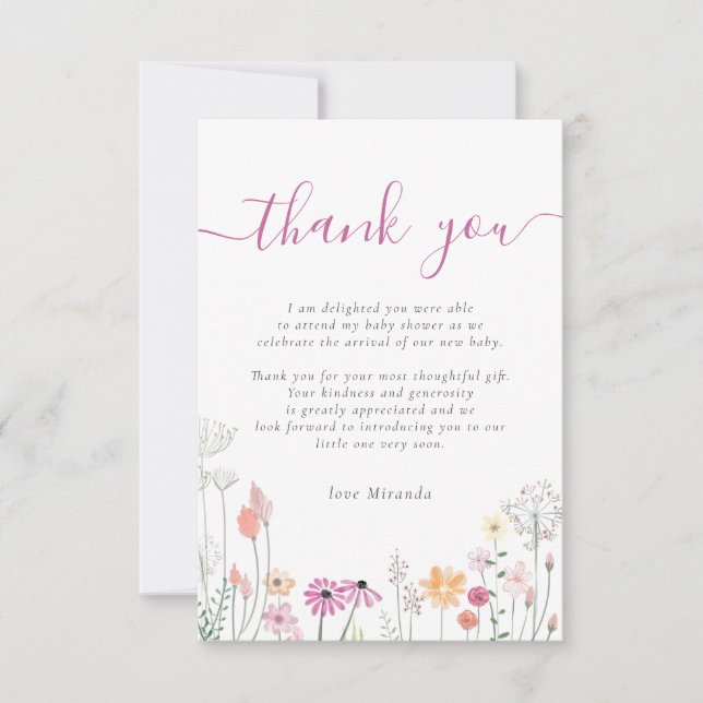 Wildflower Floral Baby Shower Thank You (Front)