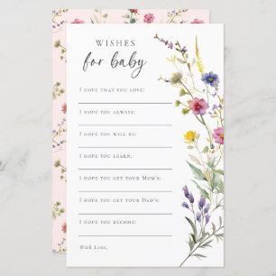 Wildflower Floral Baby Shower Wishes For Baby 