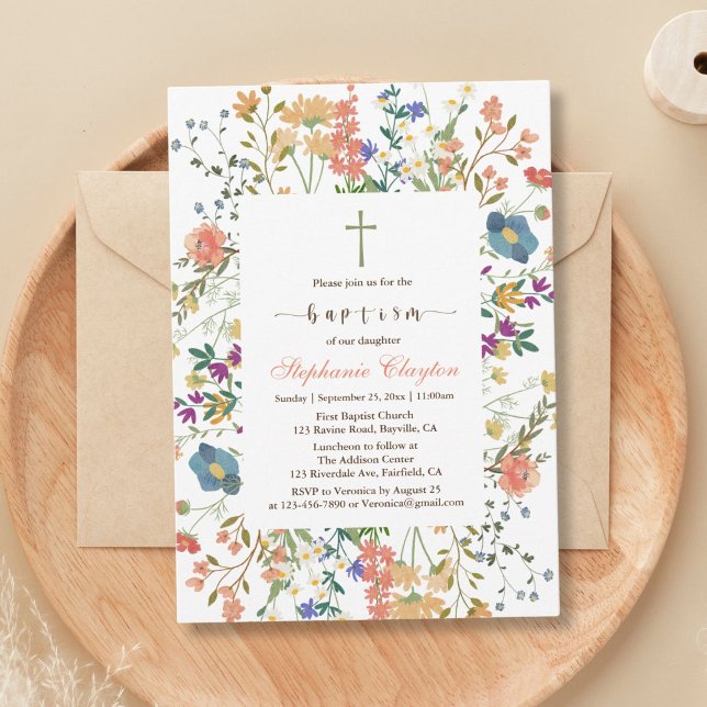 Wildflower Floral Baptism Invitation (Creator Uploaded)