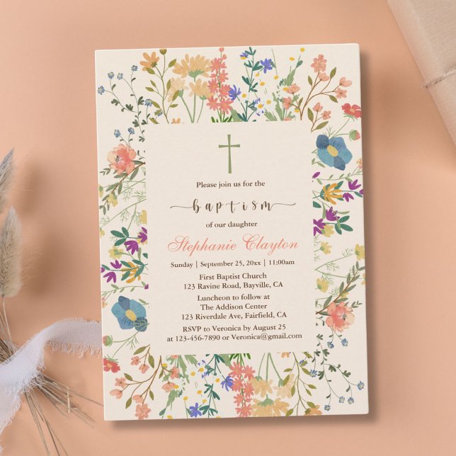 Wildflower Floral Baptism Invitation (Creator Uploaded)